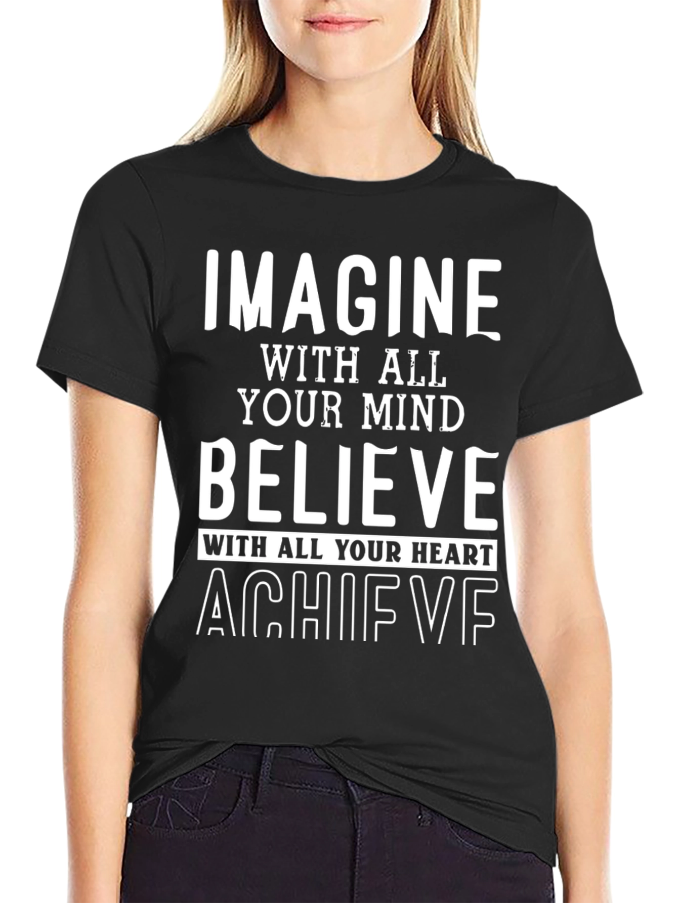 Inspire Achieve Believe Black Graphic Tee