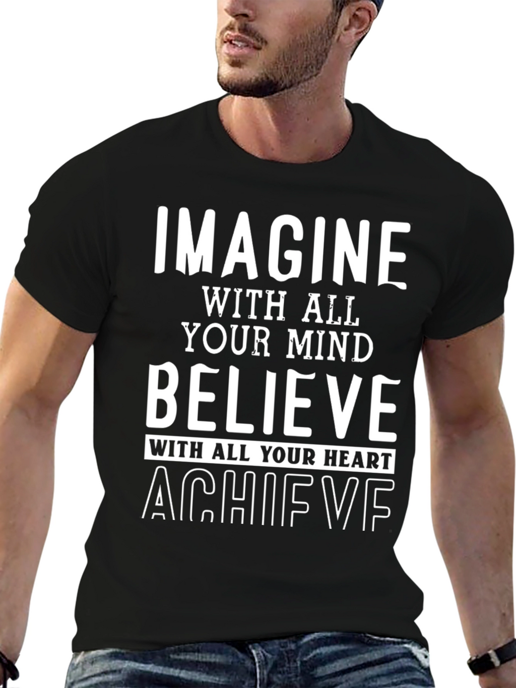 Inspire Achieve Believe Black Graphic Tee