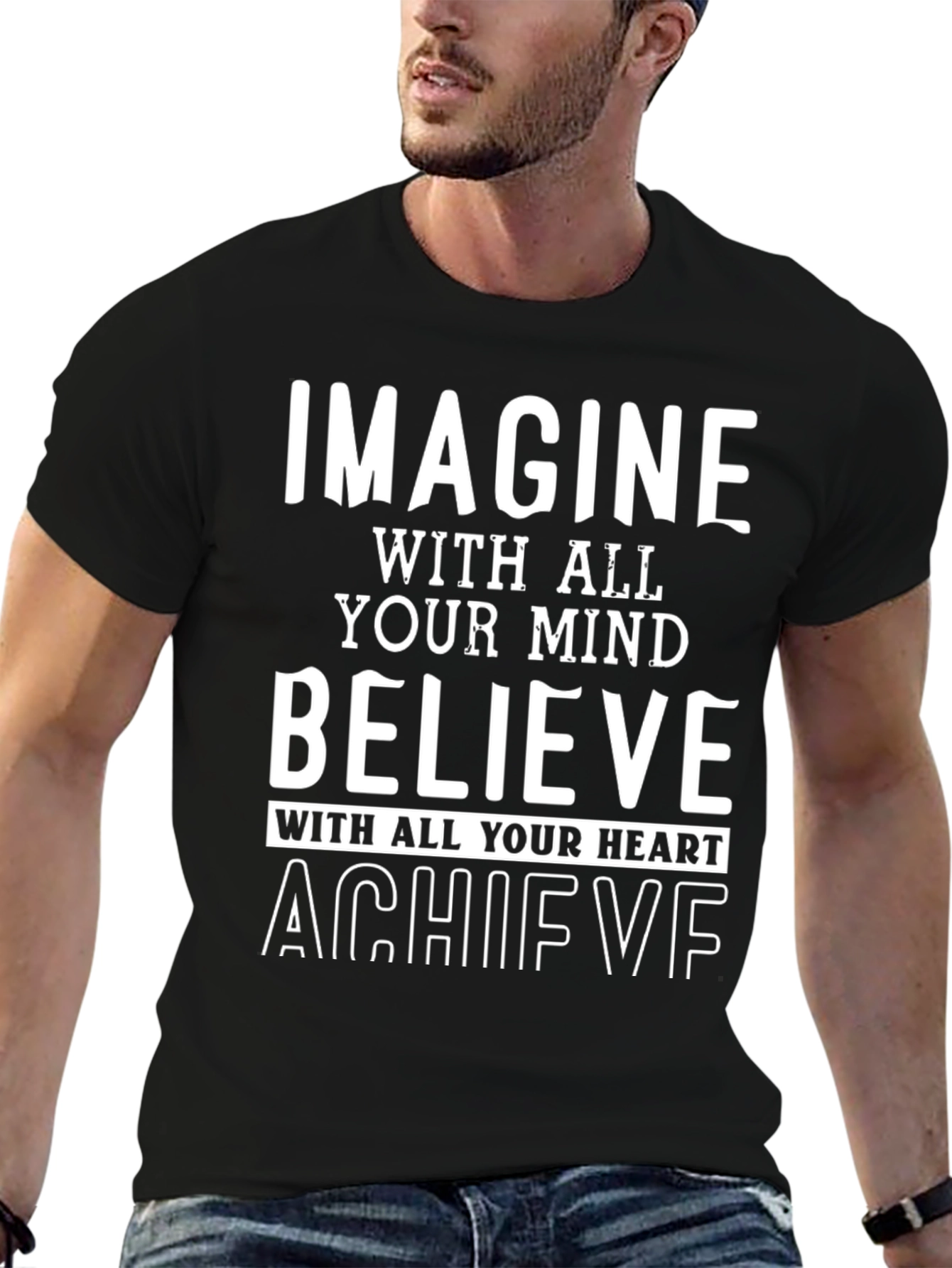 Inspire Achieve Believe Black Graphic Tee