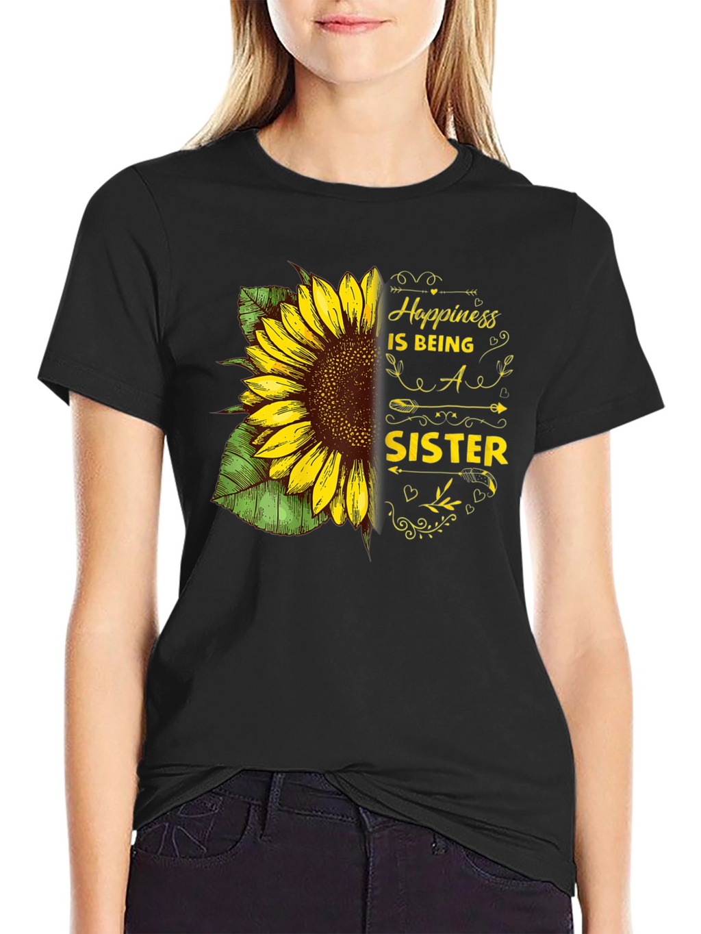 Happiness is Being a Sister Sunflower Graphic Tee