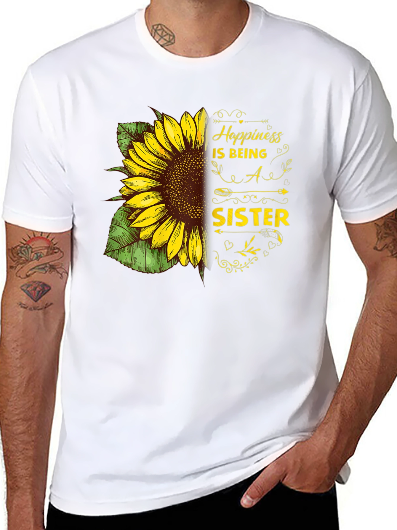 Happiness is Being a Sister Sunflower Graphic Tee