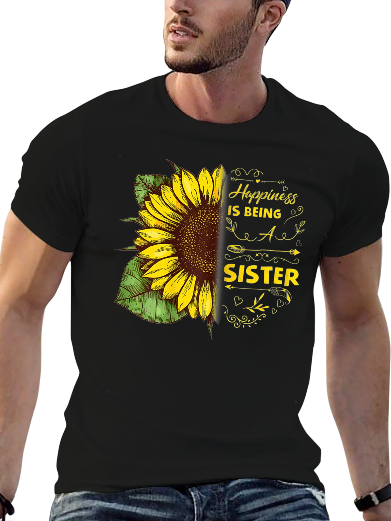 Happiness is Being a Sister Sunflower Graphic Tee