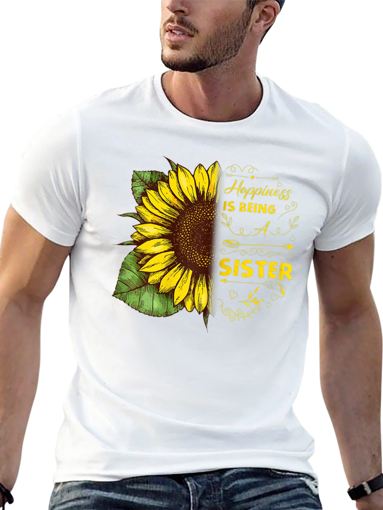 Happiness is Being a Sister Sunflower Graphic Tee