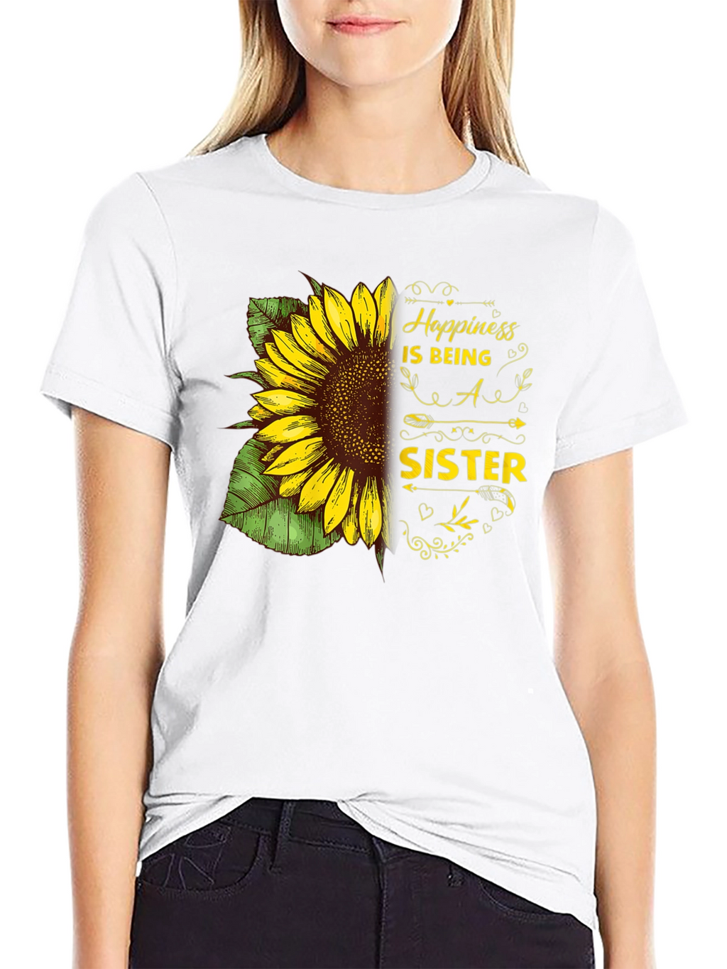 Happiness is Being a Sister Sunflower Graphic Tee