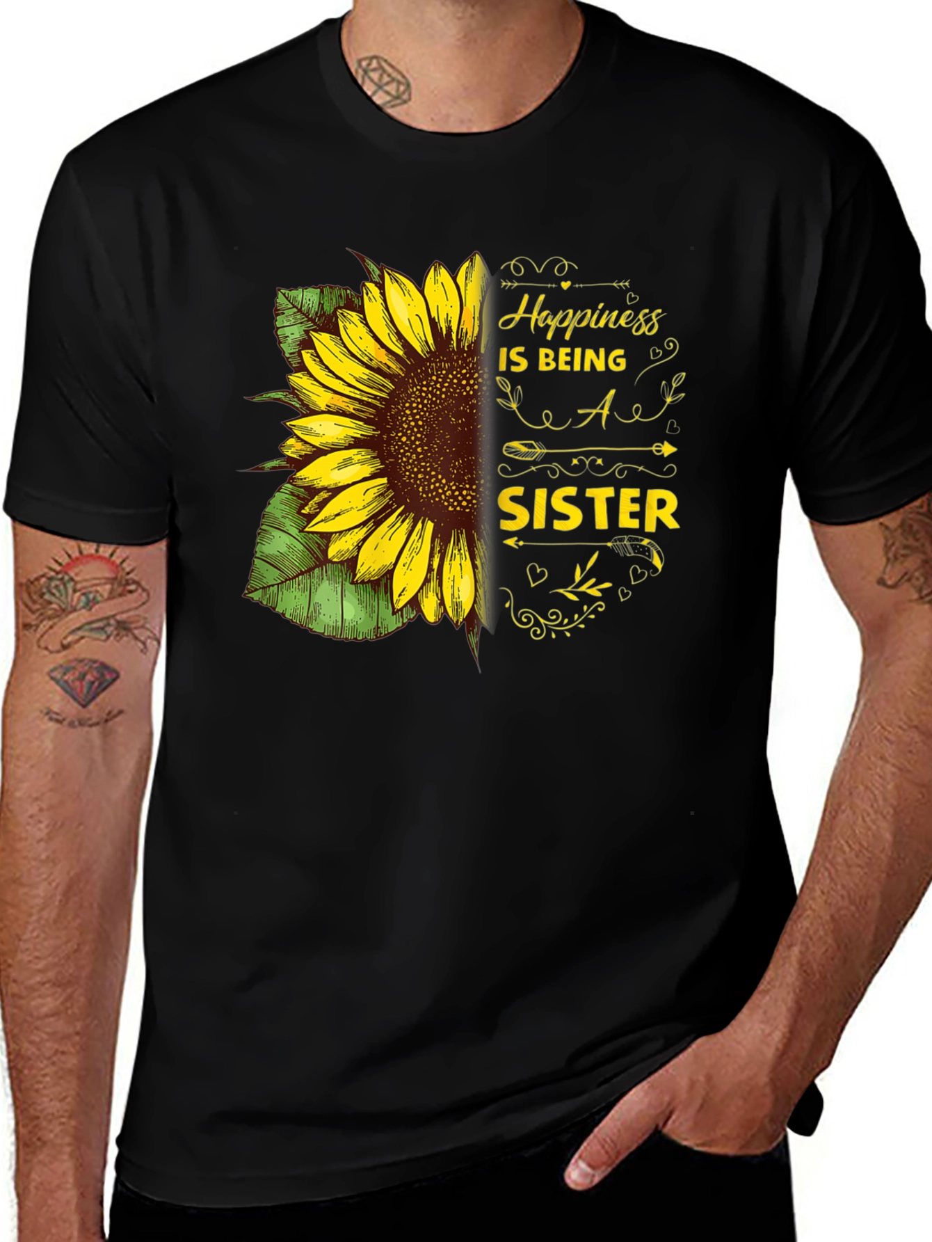 Happiness is Being a Sister Sunflower Graphic Tee