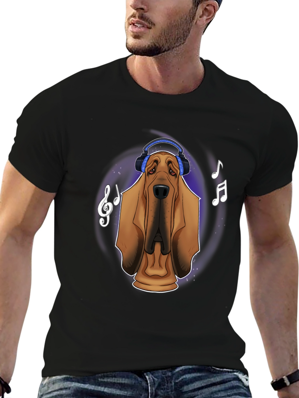 Dog with Headphones Graphic T-Shirt
