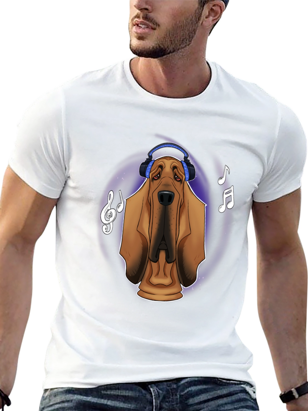 Dog with Headphones Graphic T-Shirt