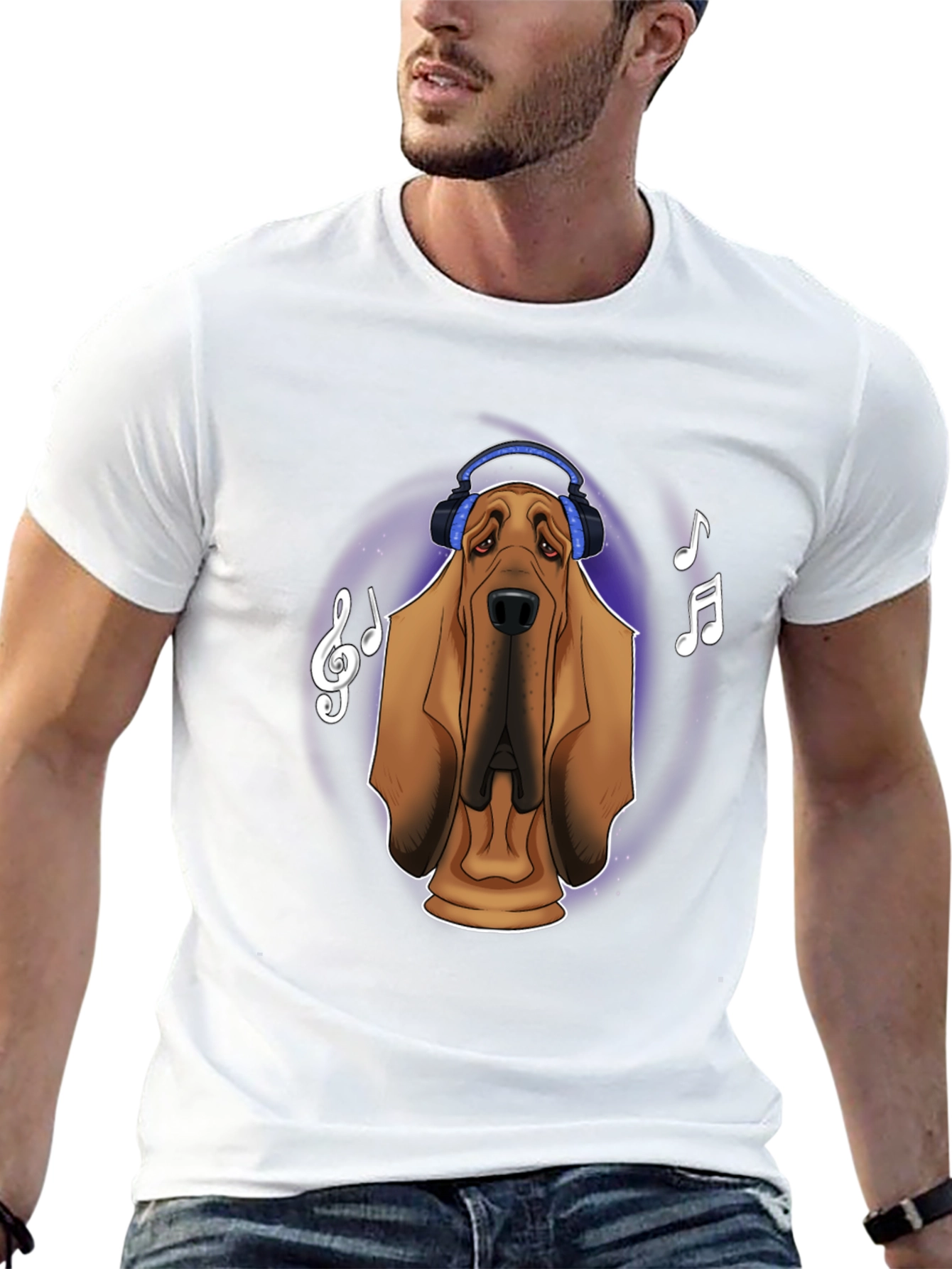 Dog with Headphones Graphic T-Shirt