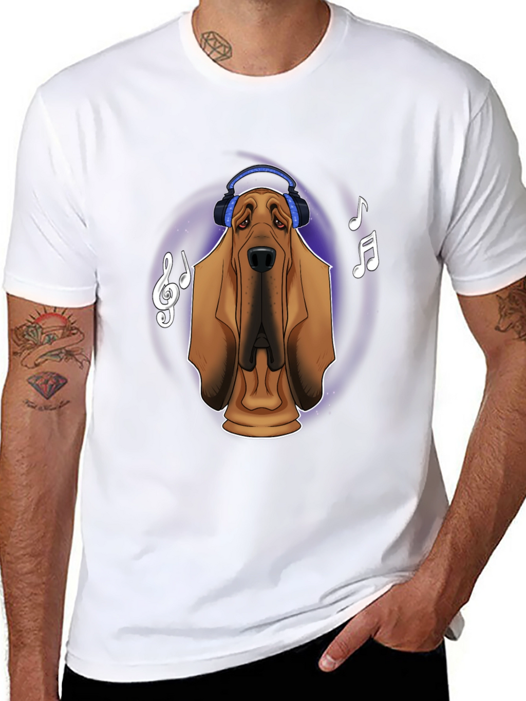 Dog with Headphones Graphic T-Shirt