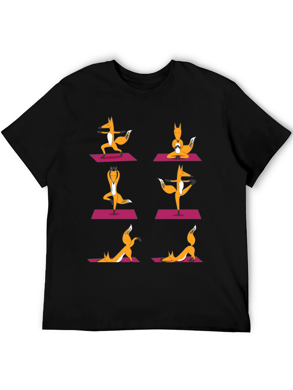 Yoga Foxes Graphic T-Shirt - Mens Black Tee
