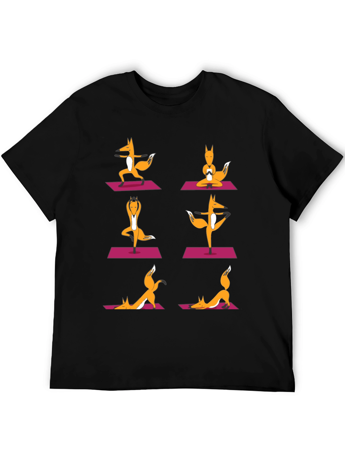 Yoga Foxes Graphic T-Shirt - Mens Black Tee