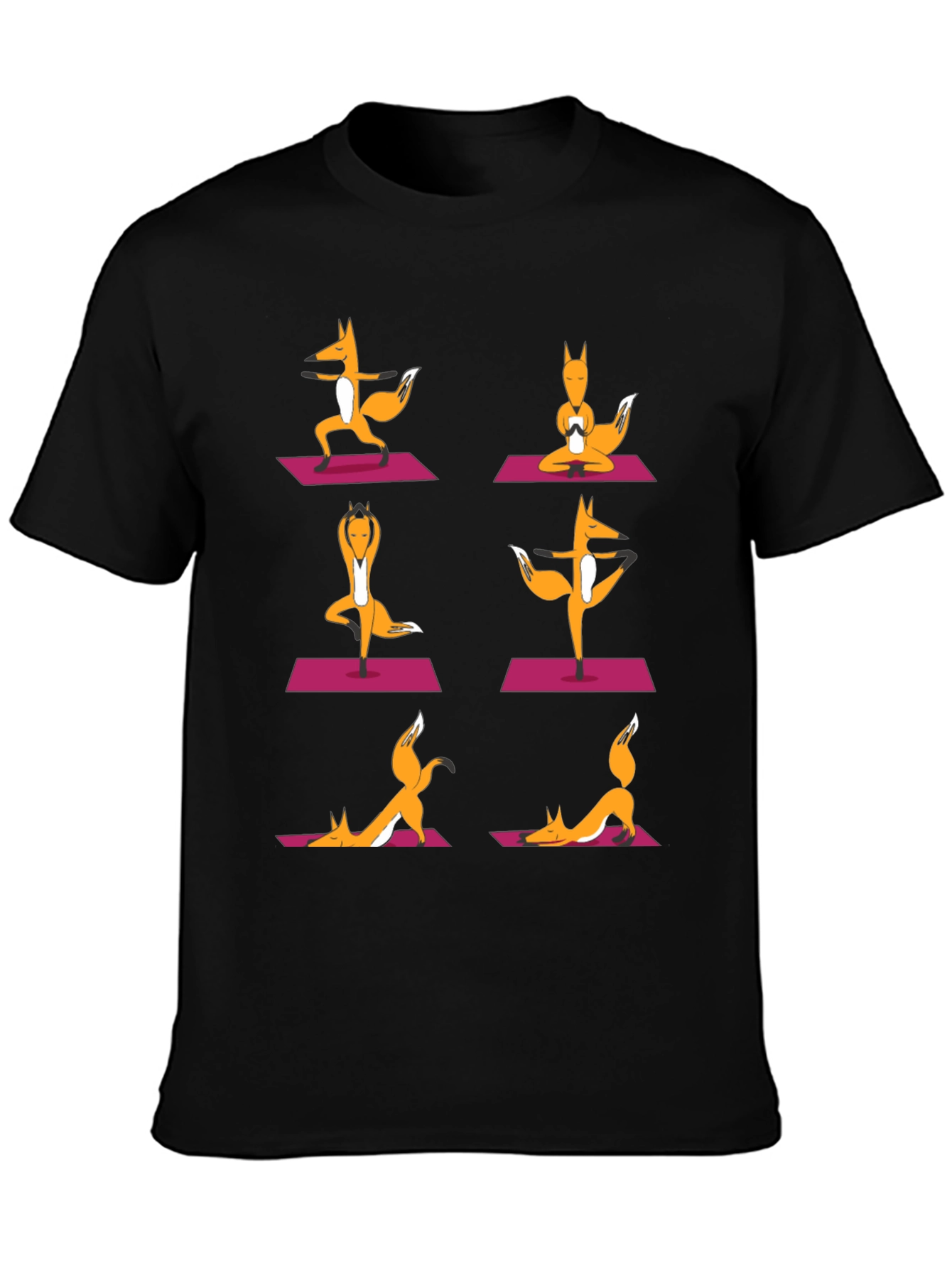 Yoga Foxes Graphic T-Shirt - Mens Black Tee