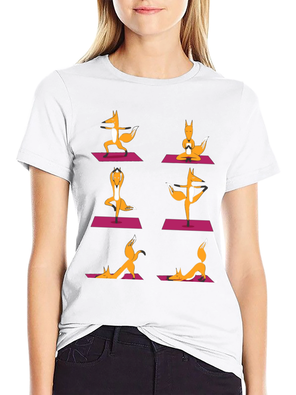 Yoga Foxes Graphic T-Shirt - Mens Black Tee