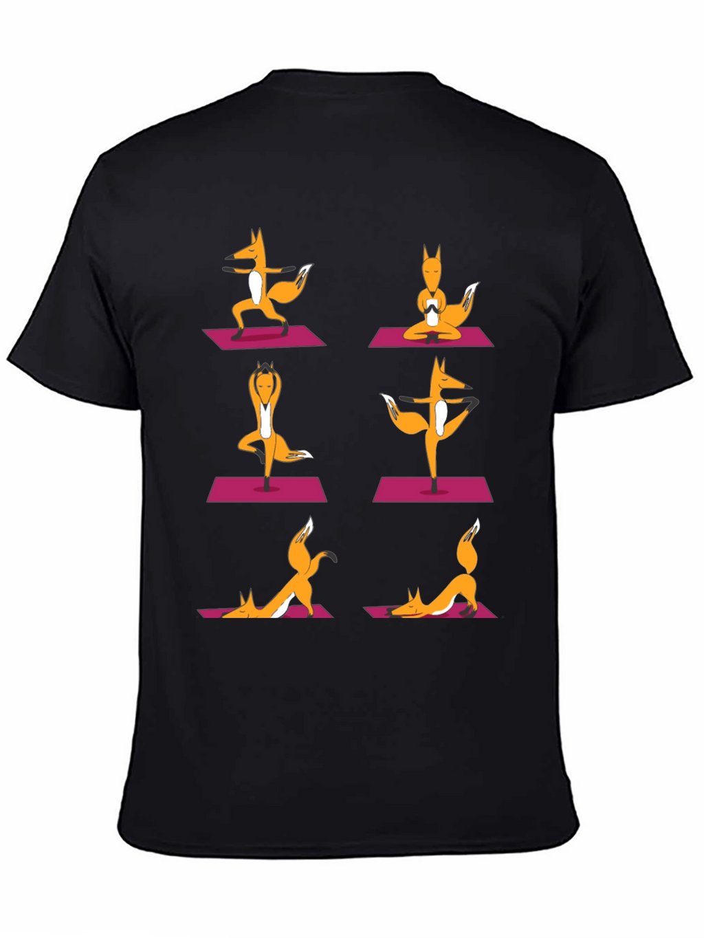 Yoga Foxes Graphic T-Shirt - Mens Black Tee