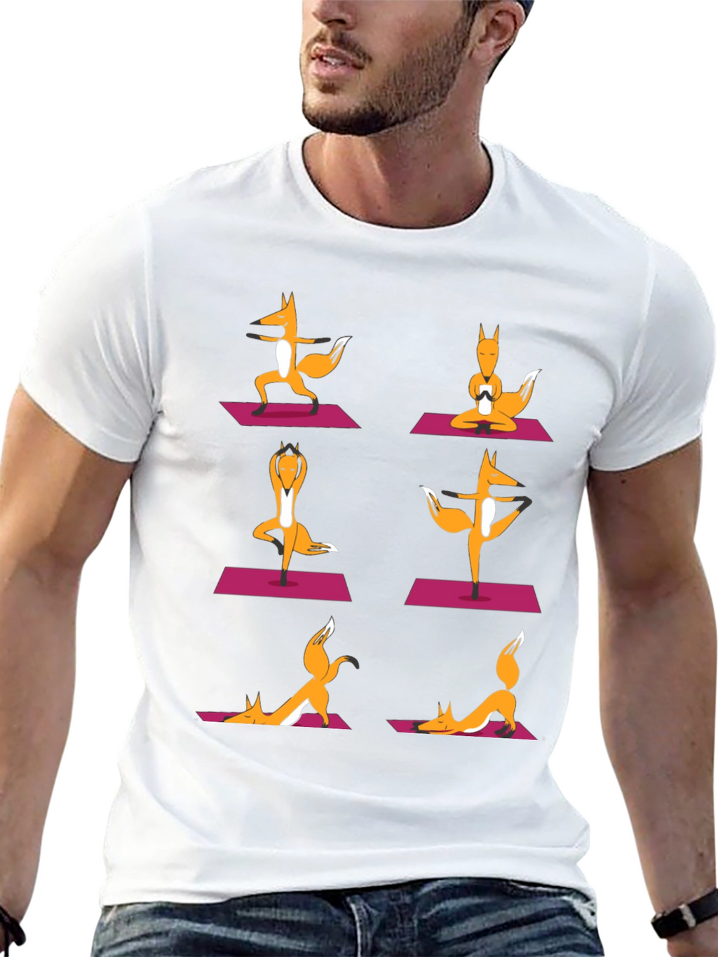 Yoga Foxes Graphic T-Shirt - Mens Black Tee