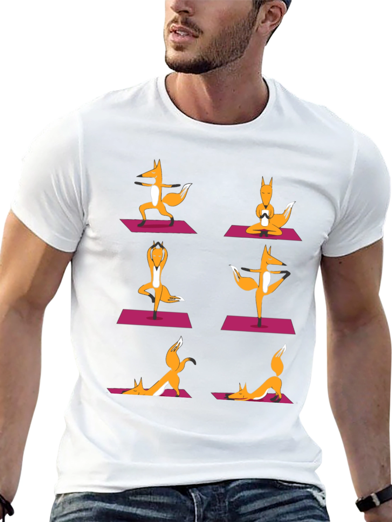 Yoga Foxes Graphic T-Shirt - Mens Black Tee