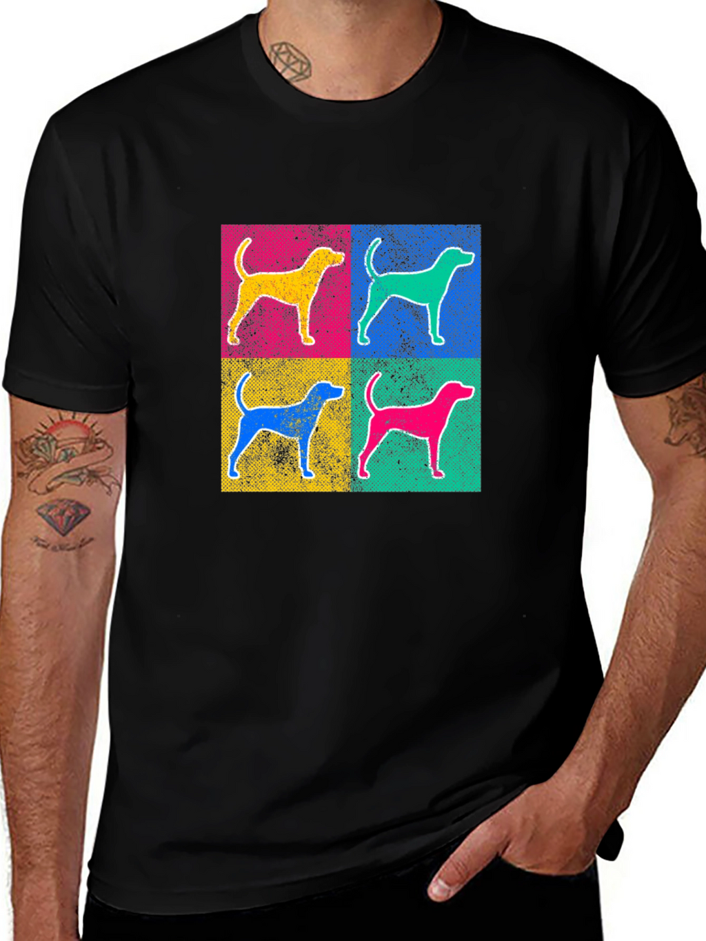 Pop Art Dog Graphic Tee - Unisex Black T-Shirt
