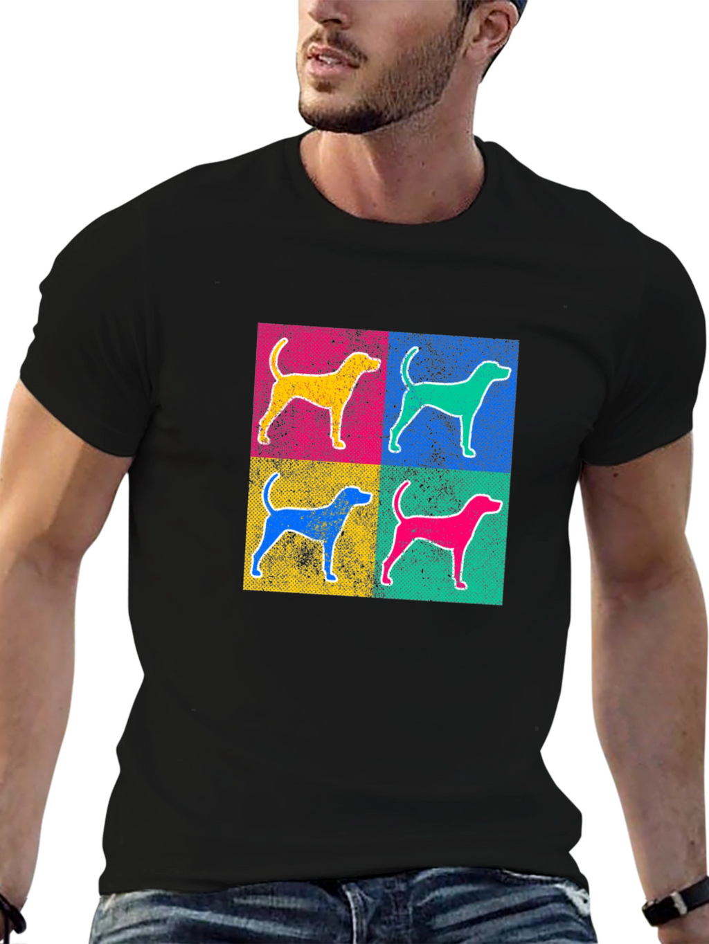 Pop Art Dog Graphic Tee - Unisex Black T-Shirt