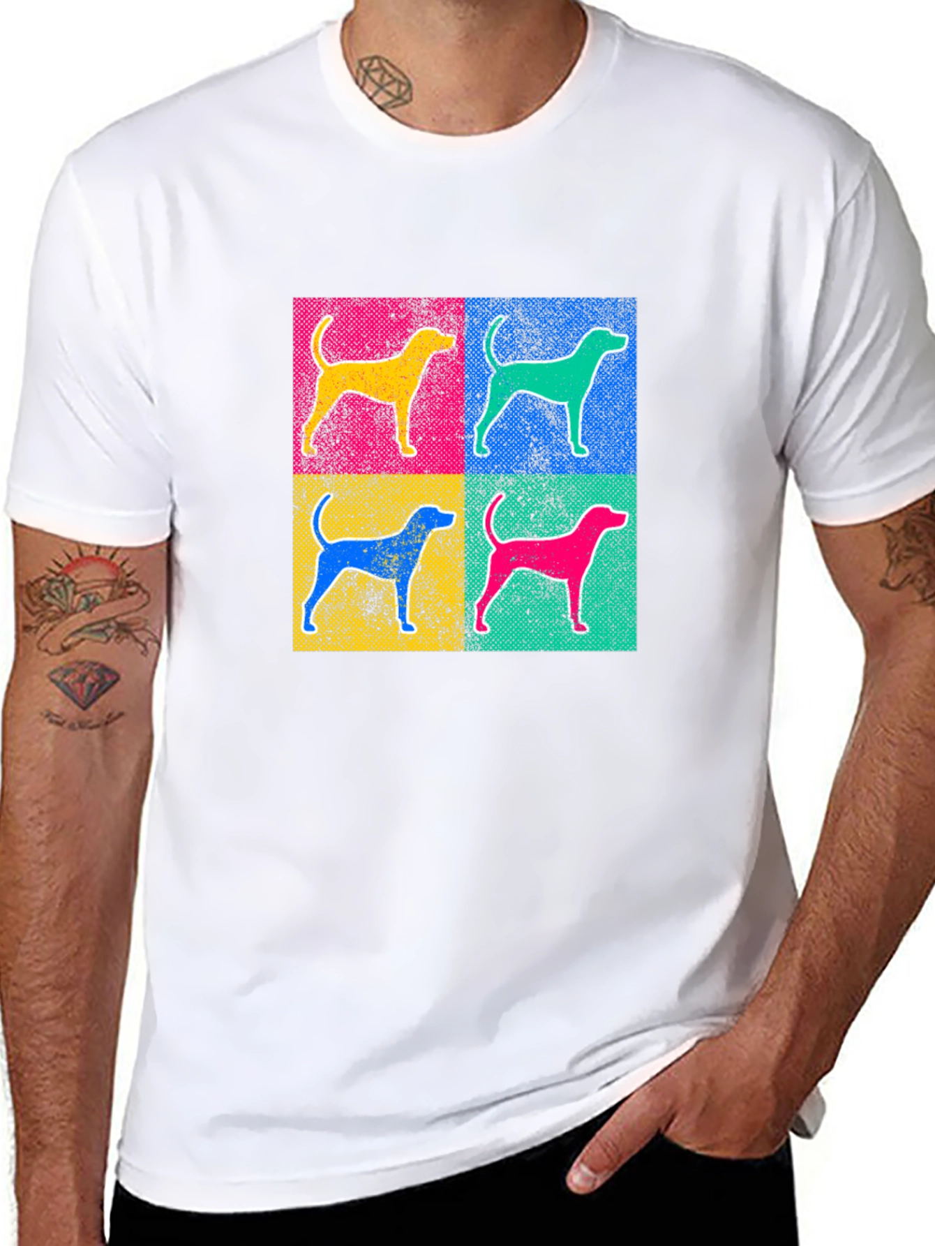 Pop Art Dog Graphic Tee - Unisex Black T-Shirt