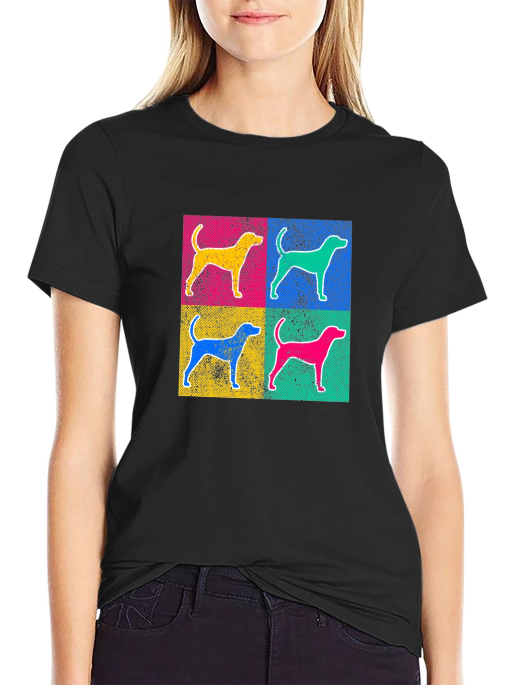 Pop Art Dog Graphic Tee - Unisex Black T-Shirt