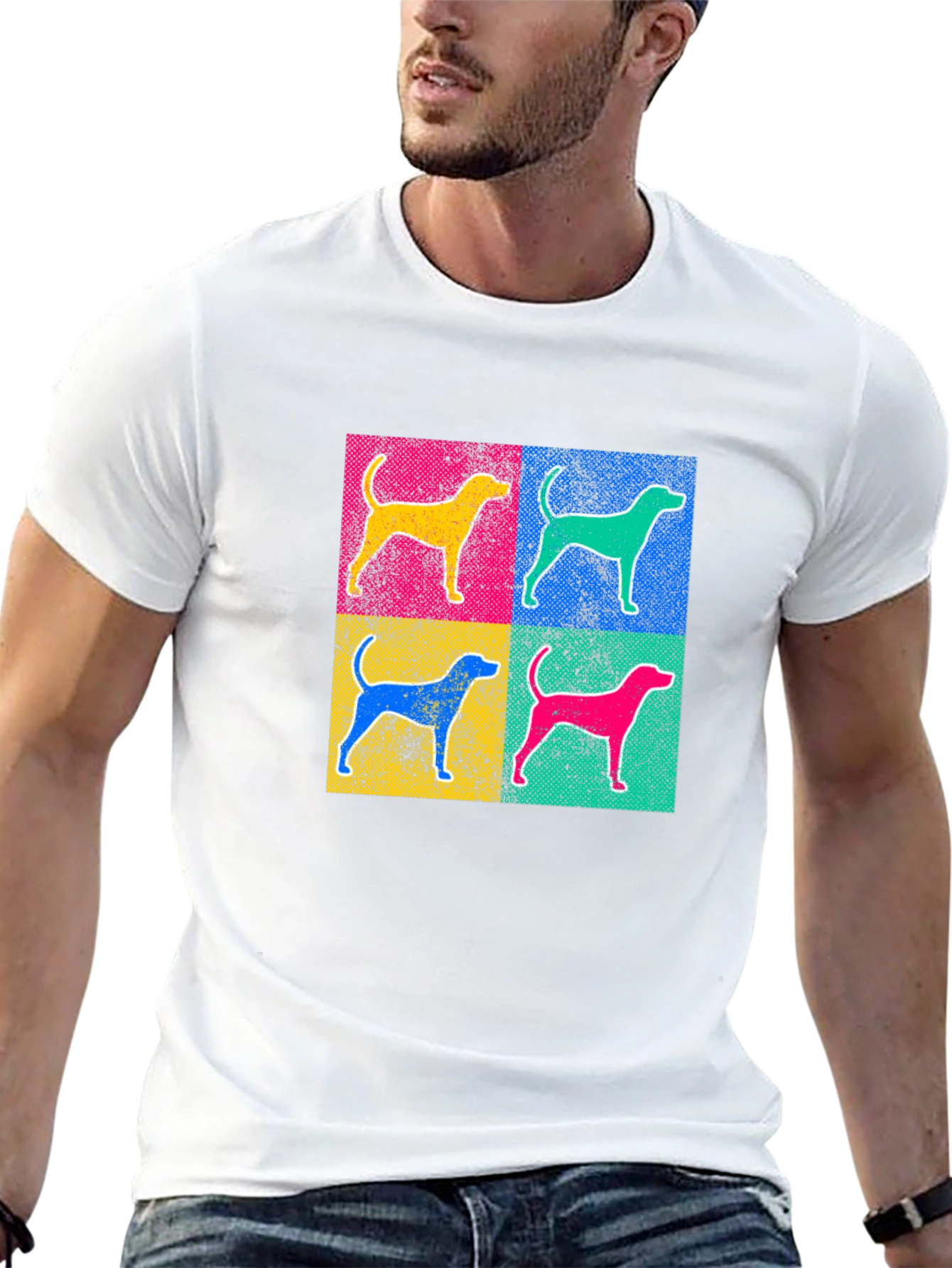 Pop Art Dog Graphic Tee - Unisex Black T-Shirt