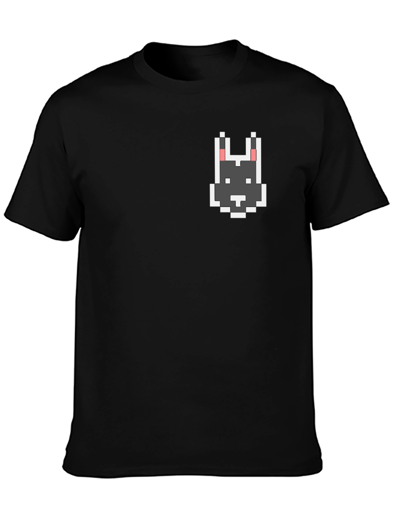Pixel Art Dog T-Shirt - Black Crew Neck Tee