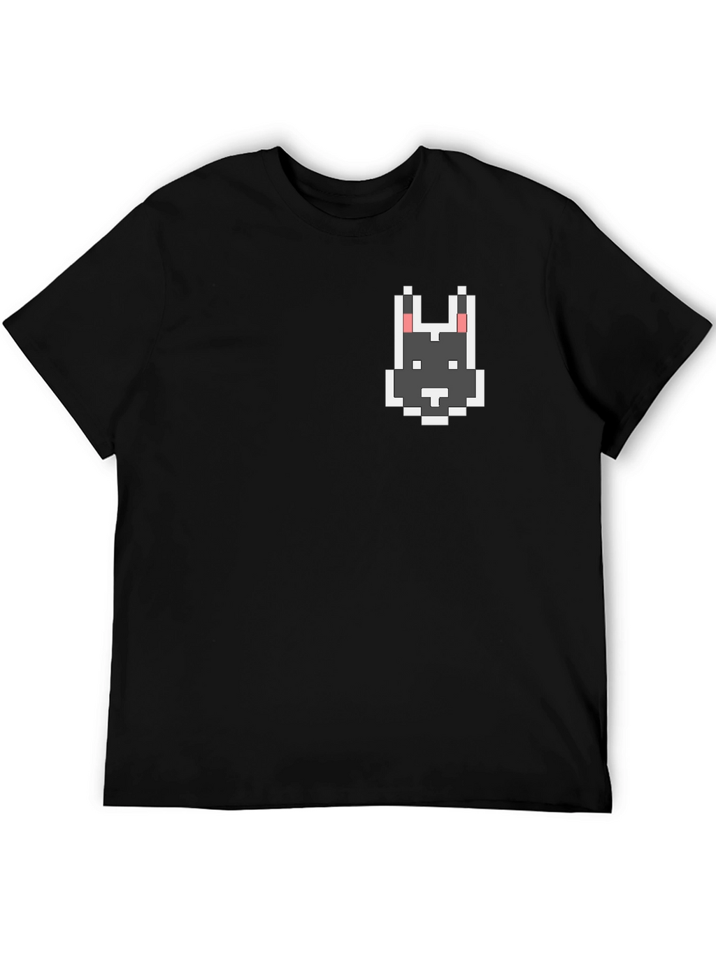 Pixel Art Dog T-Shirt - Black Crew Neck Tee
