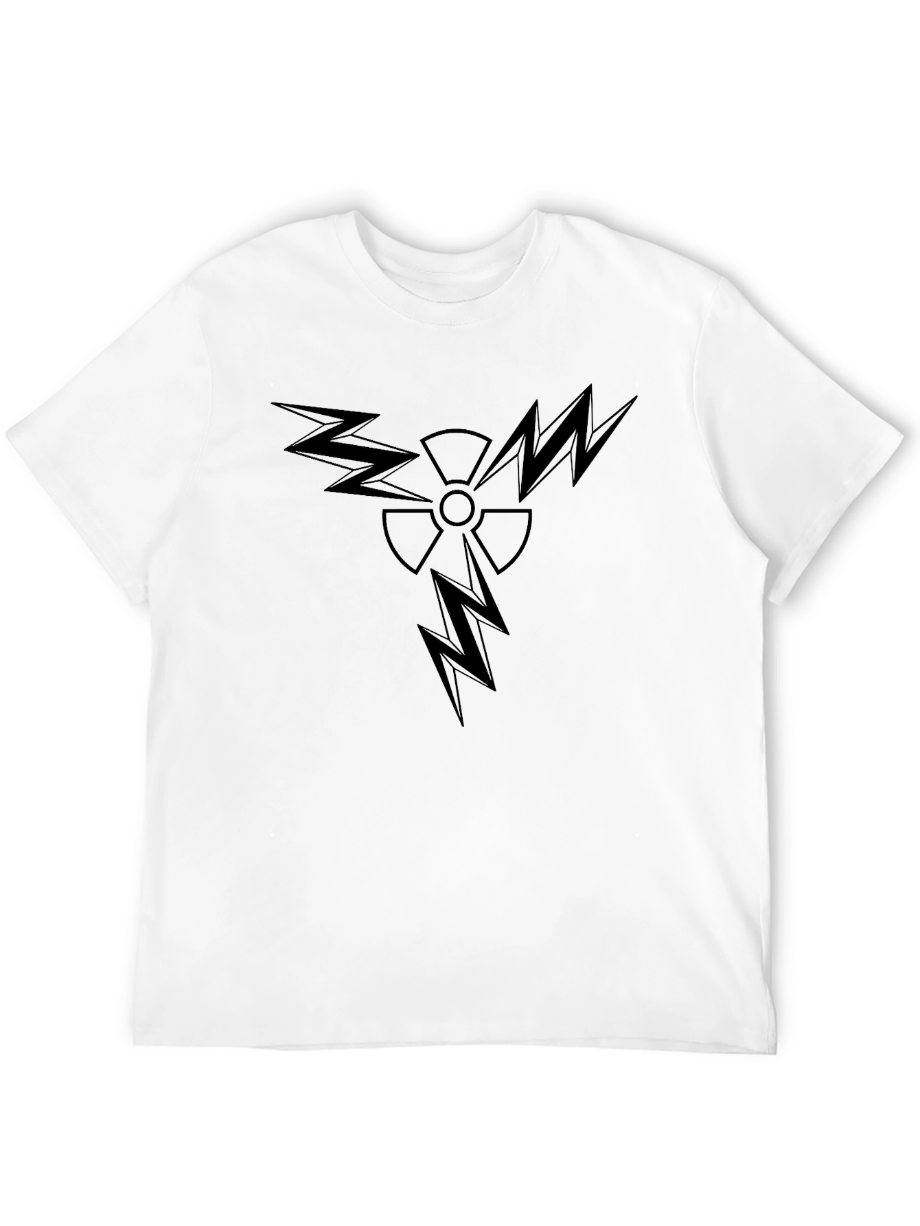 Edgy Black T-Shirt with Radiation Lightning Design