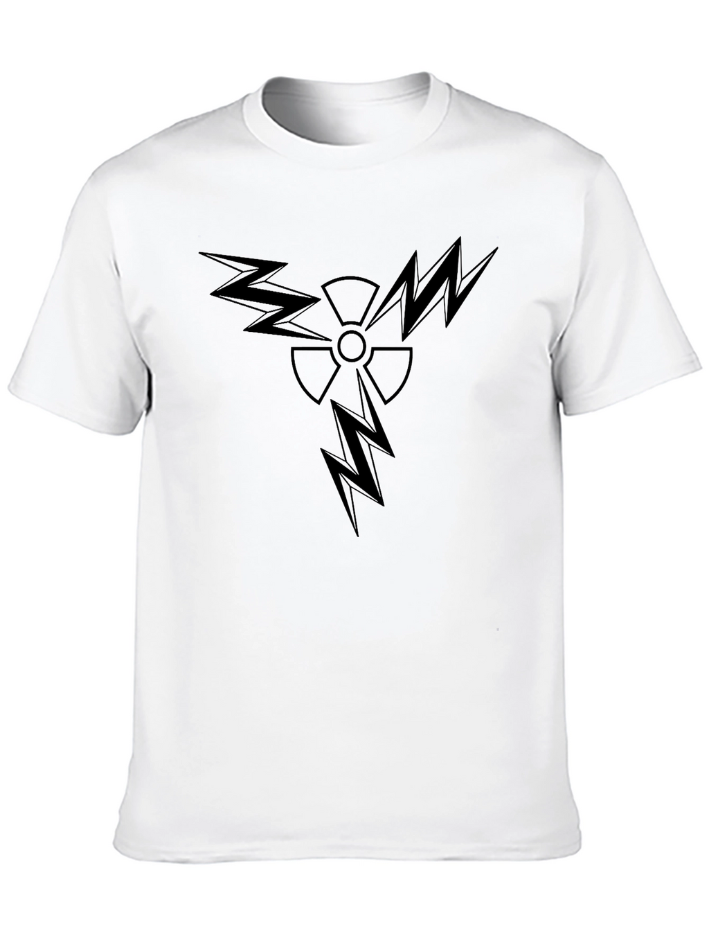 Edgy Black T-Shirt with Radiation Lightning Design