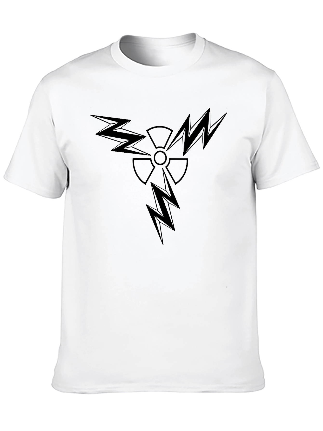 Edgy Black T-Shirt with Radiation Lightning Design