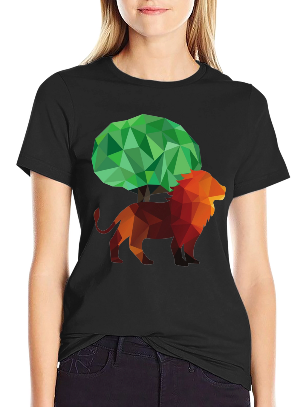 Abstract Lion & Tree Graphic T-Shirt - Unique Design