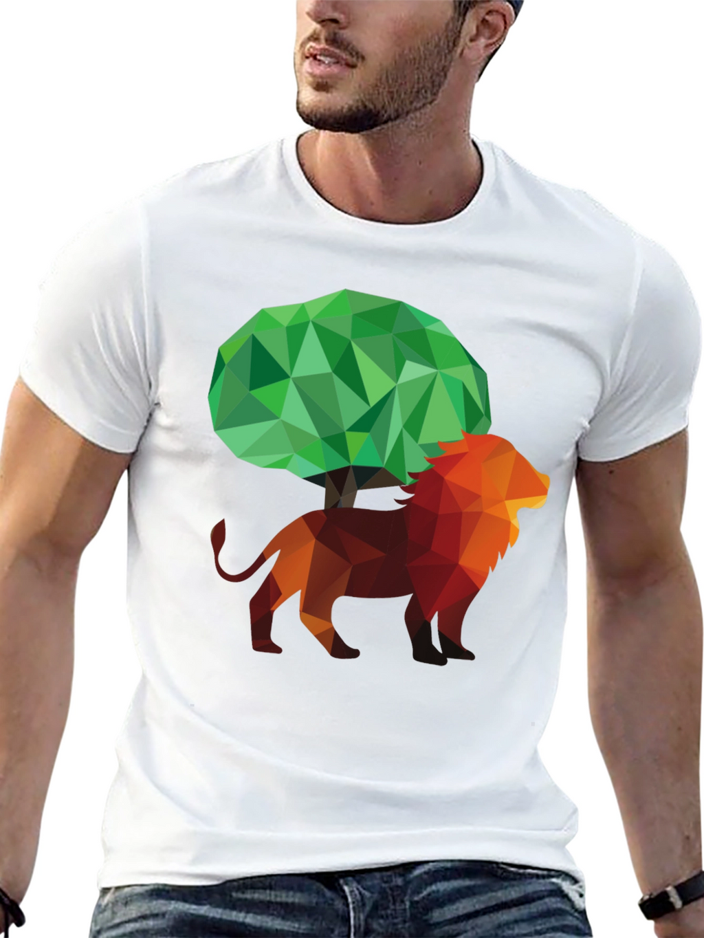 Abstract Lion & Tree Graphic T-Shirt - Unique Design