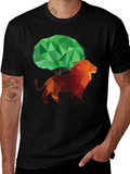 Abstract Lion & Tree Graphic T-Shirt - Unique Design