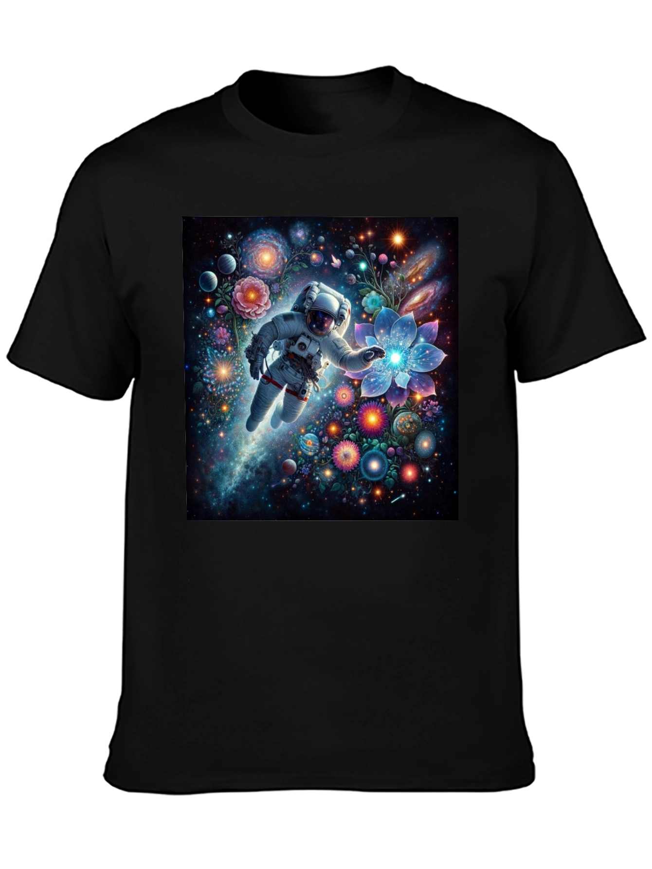 Astronaut Galaxy Floral T-Shirt - Unisex