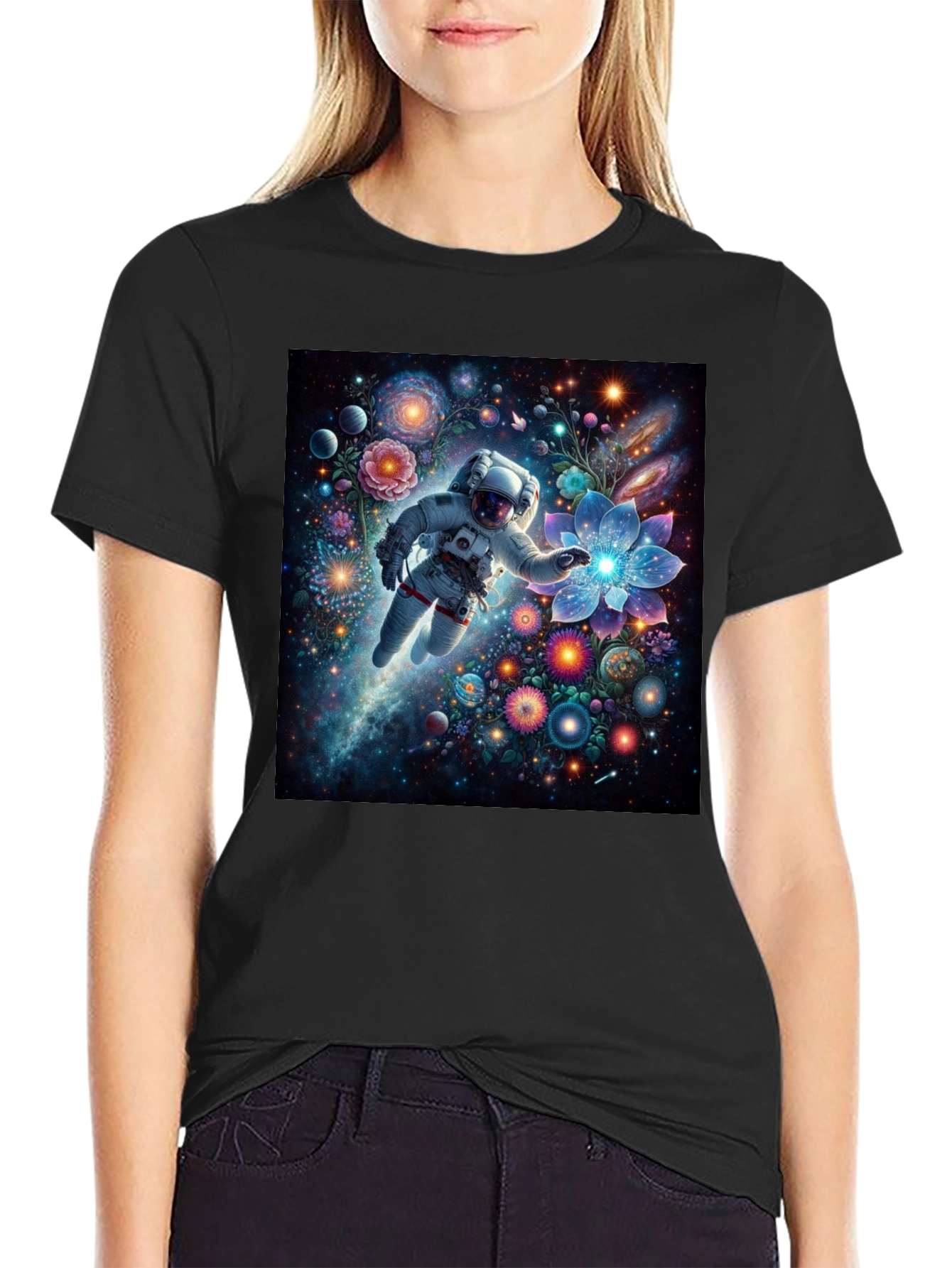Astronaut Galaxy Floral T-Shirt - Unisex