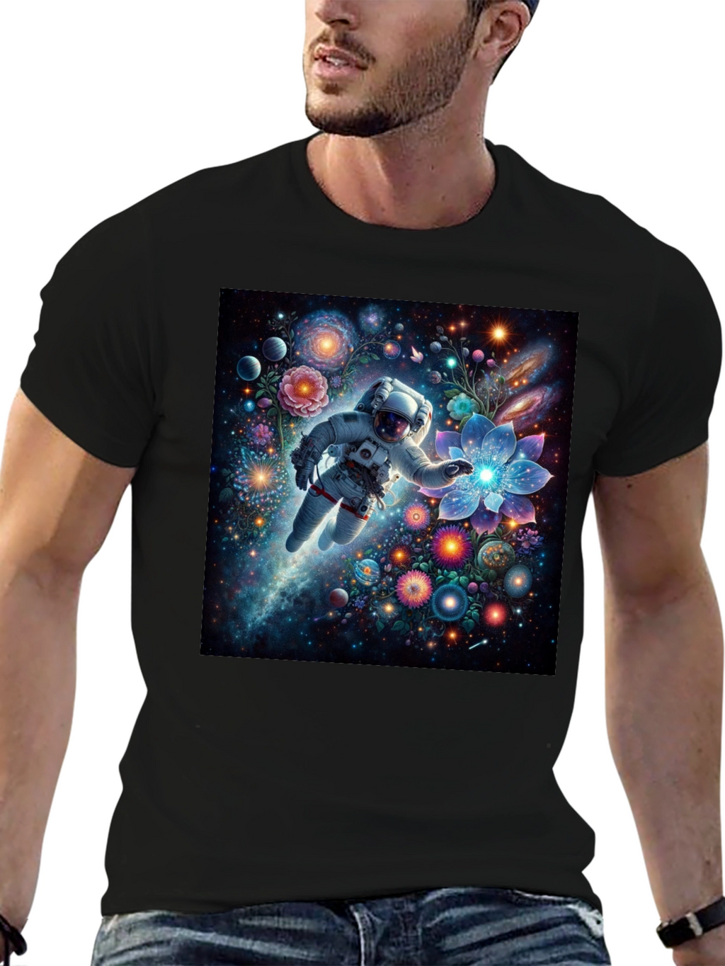 Astronaut Galaxy Floral T-Shirt - Unisex