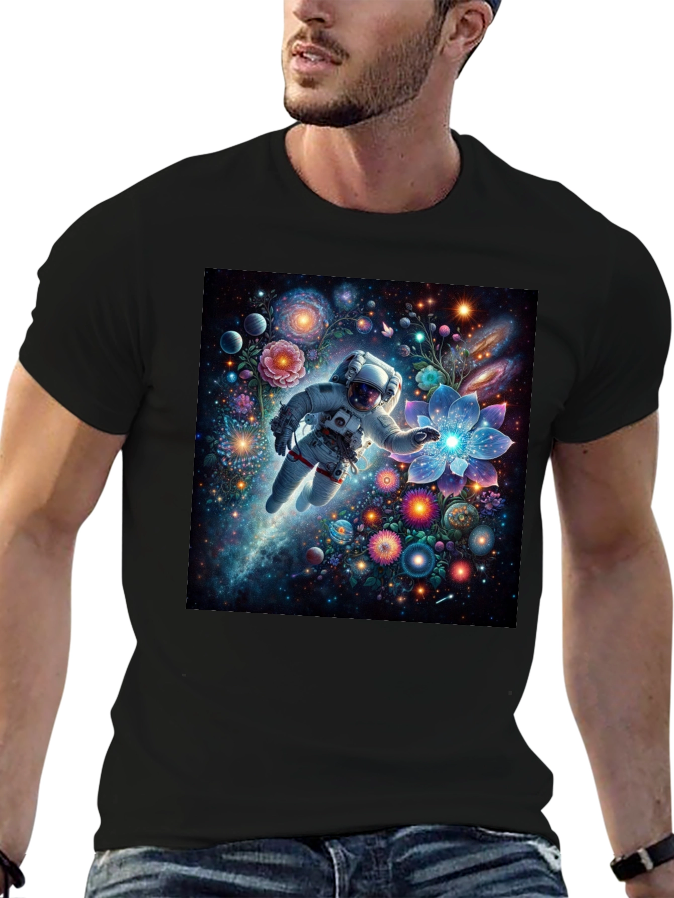 Astronaut Galaxy Floral T-Shirt - Unisex
