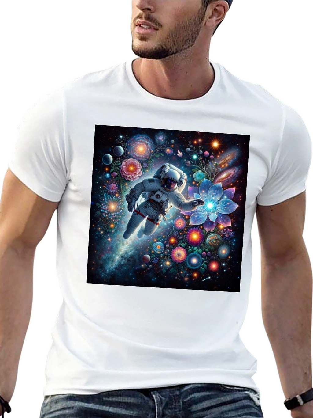 Astronaut Galaxy Floral T-Shirt - Unisex