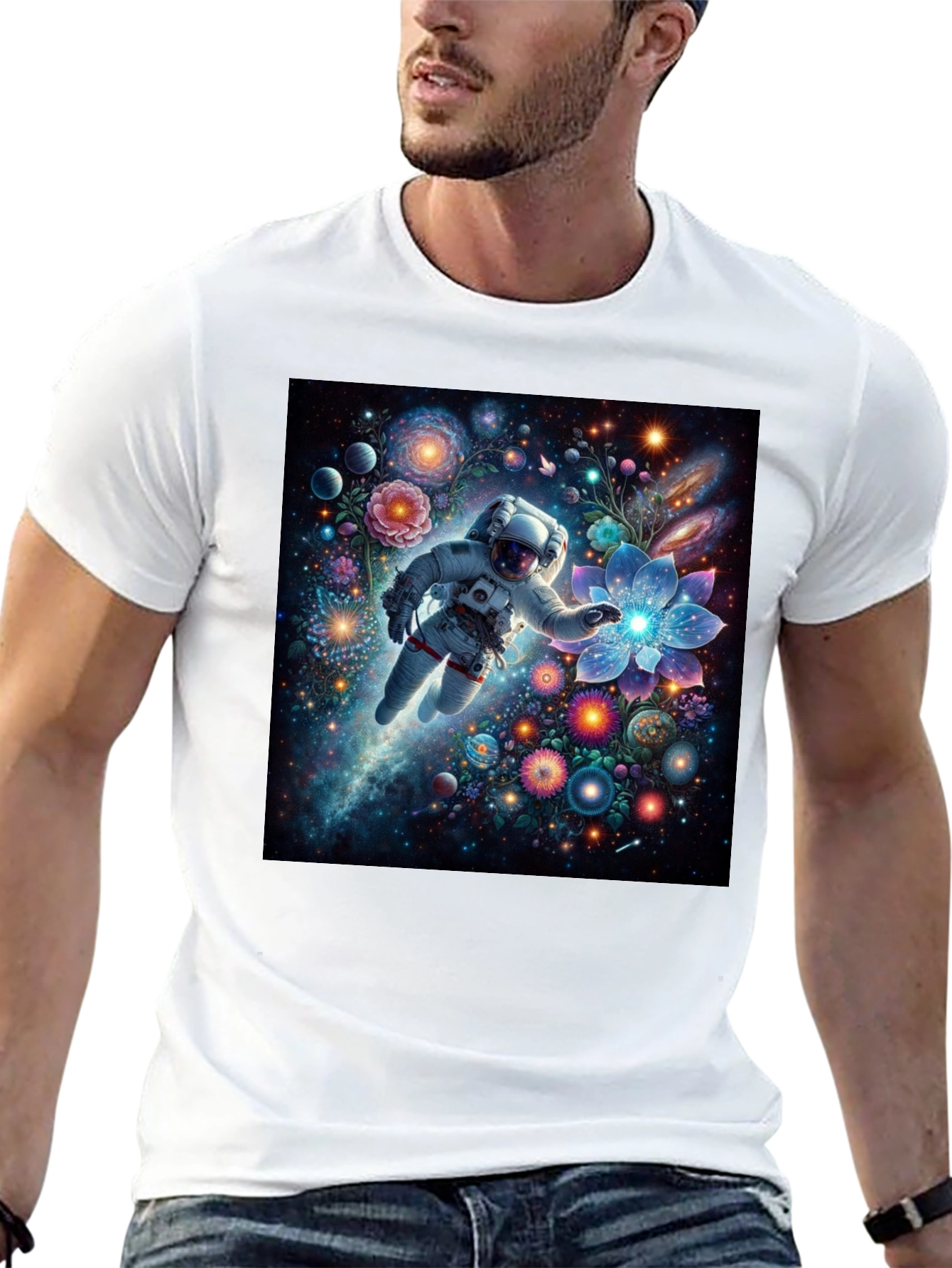 Astronaut Galaxy Floral T-Shirt - Unisex