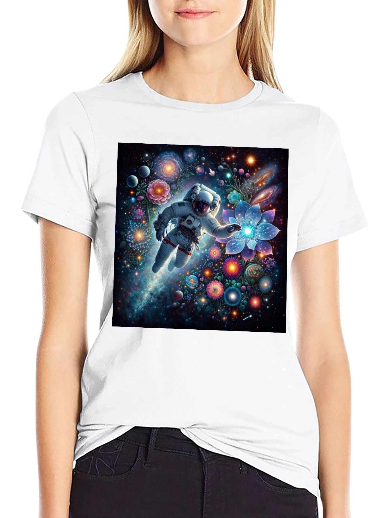 Astronaut Galaxy Floral T-Shirt - Unisex