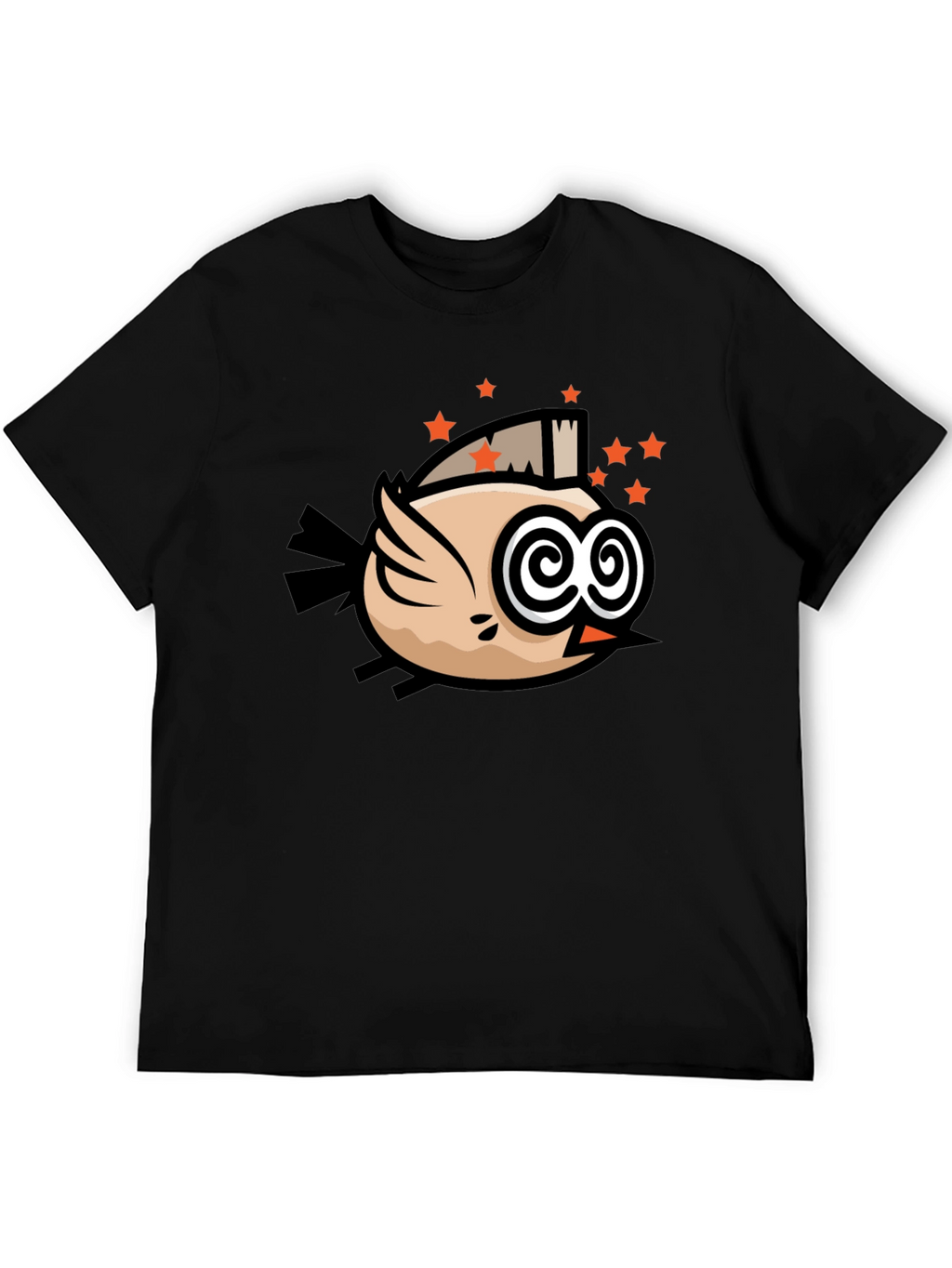 Funky Bird Graphic Black T-Shirt