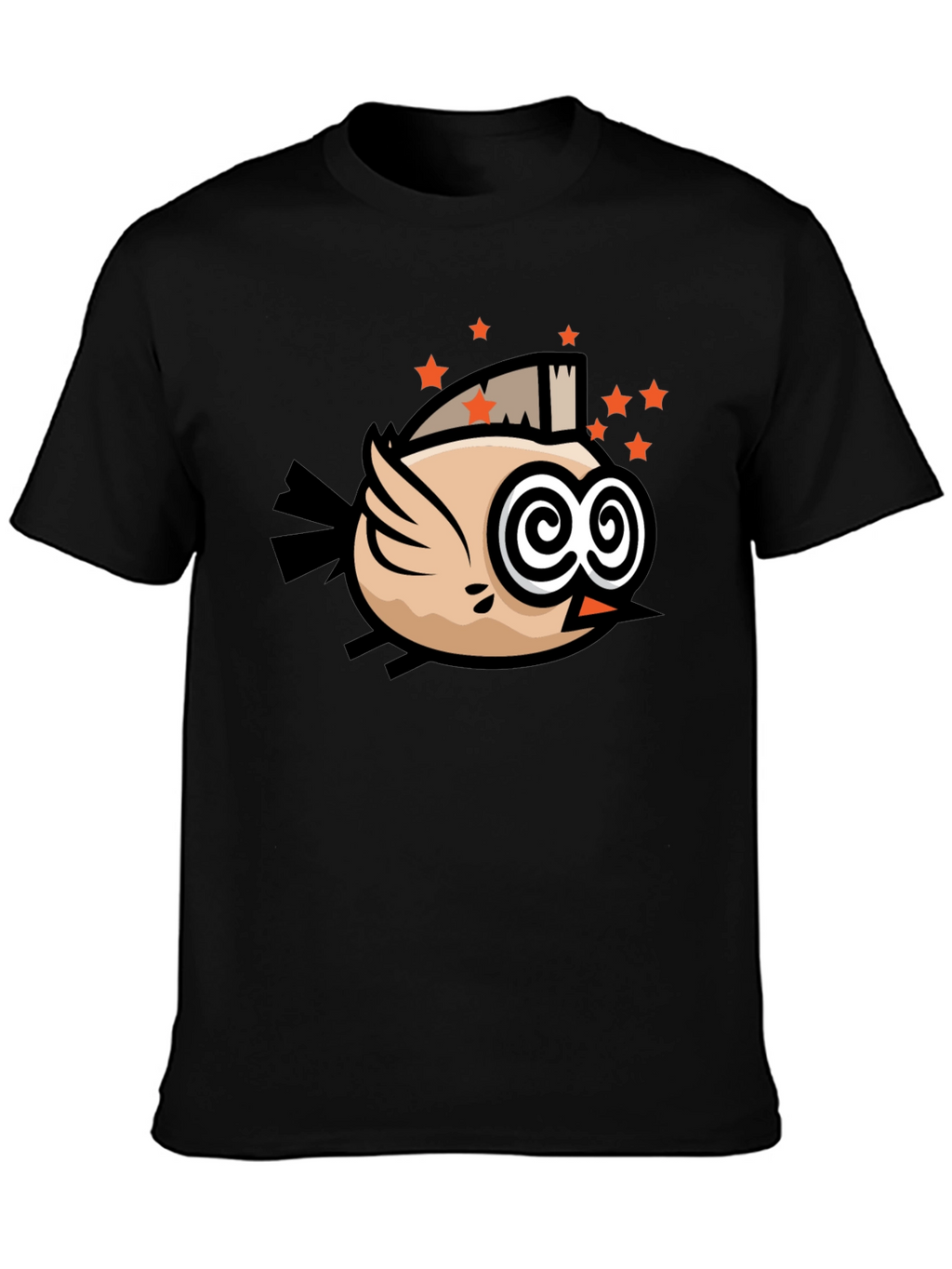Funky Bird Graphic Black T-Shirt