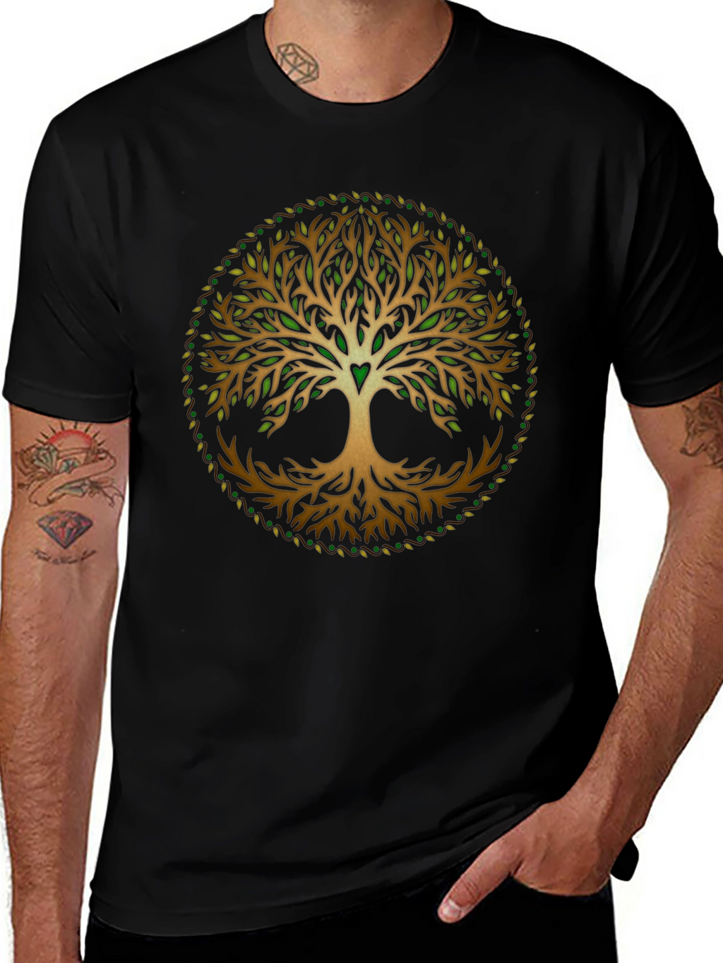 Tree of Life Graphic Print Black T-Shirt
