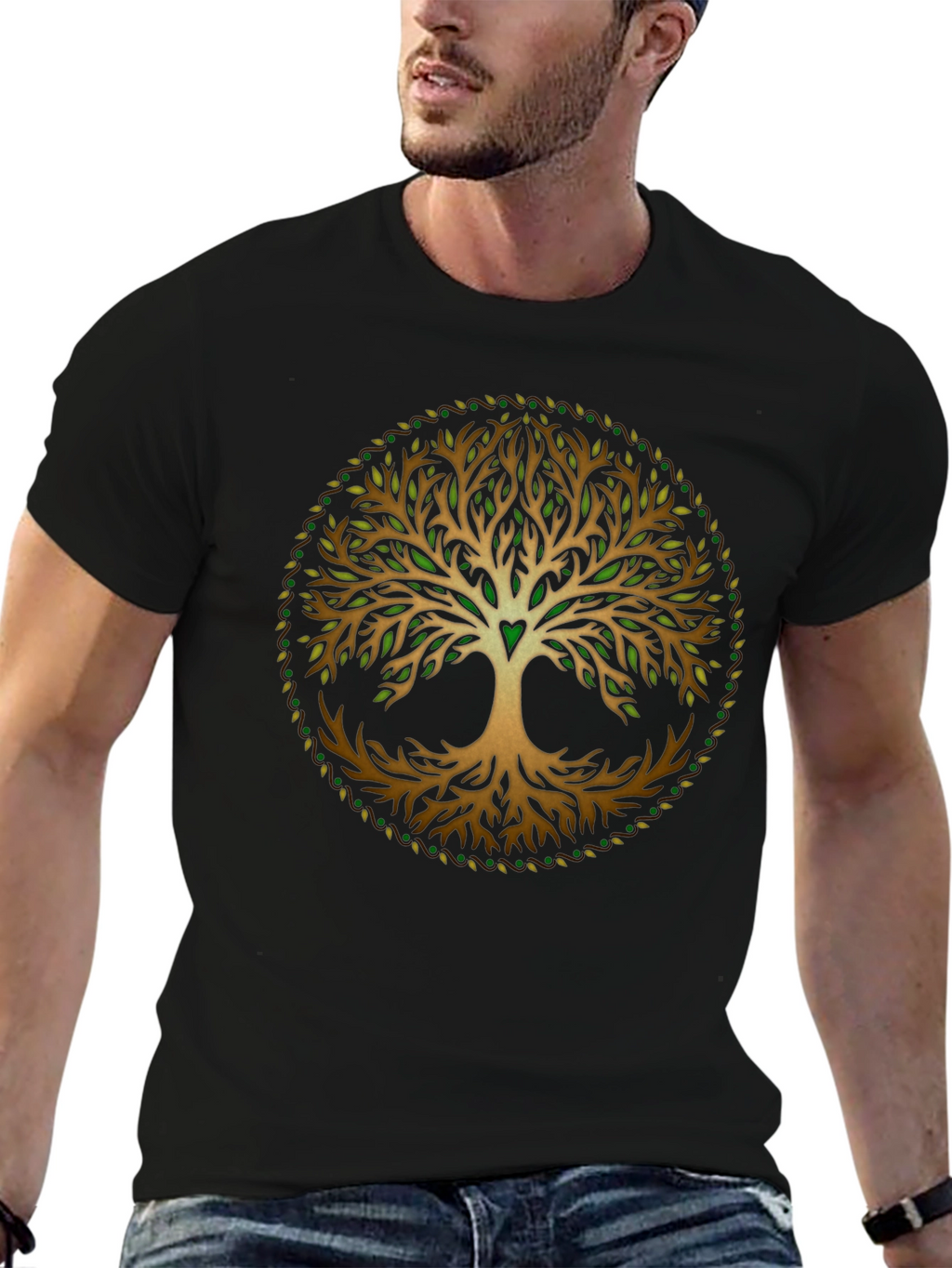 Tree of Life Graphic Print Black T-Shirt