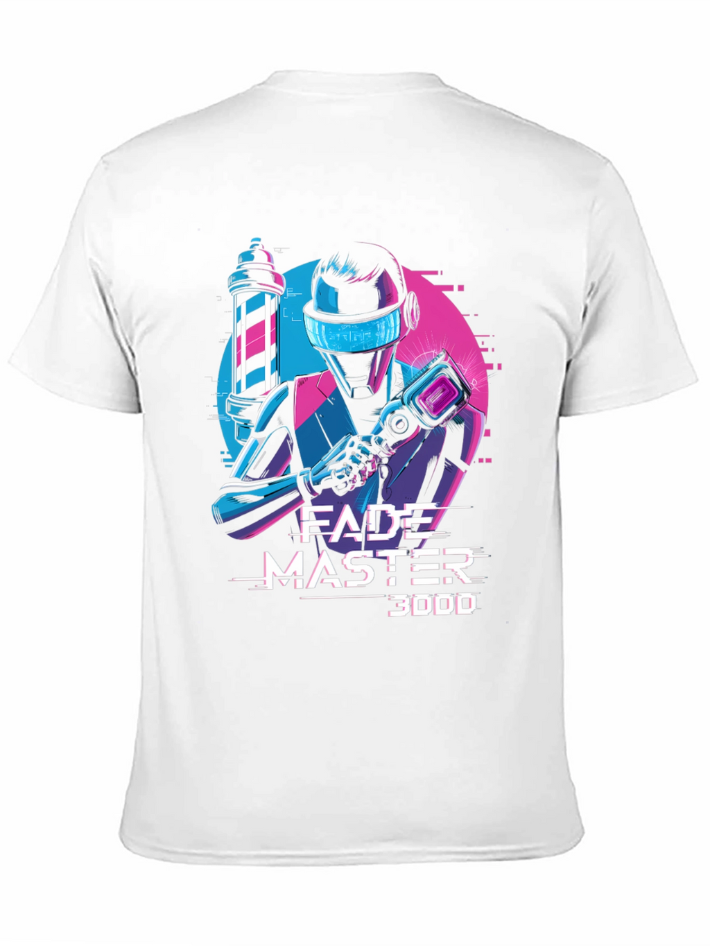 Fade Master 3000 T-Shirt - Barber Robot Graphic Tee