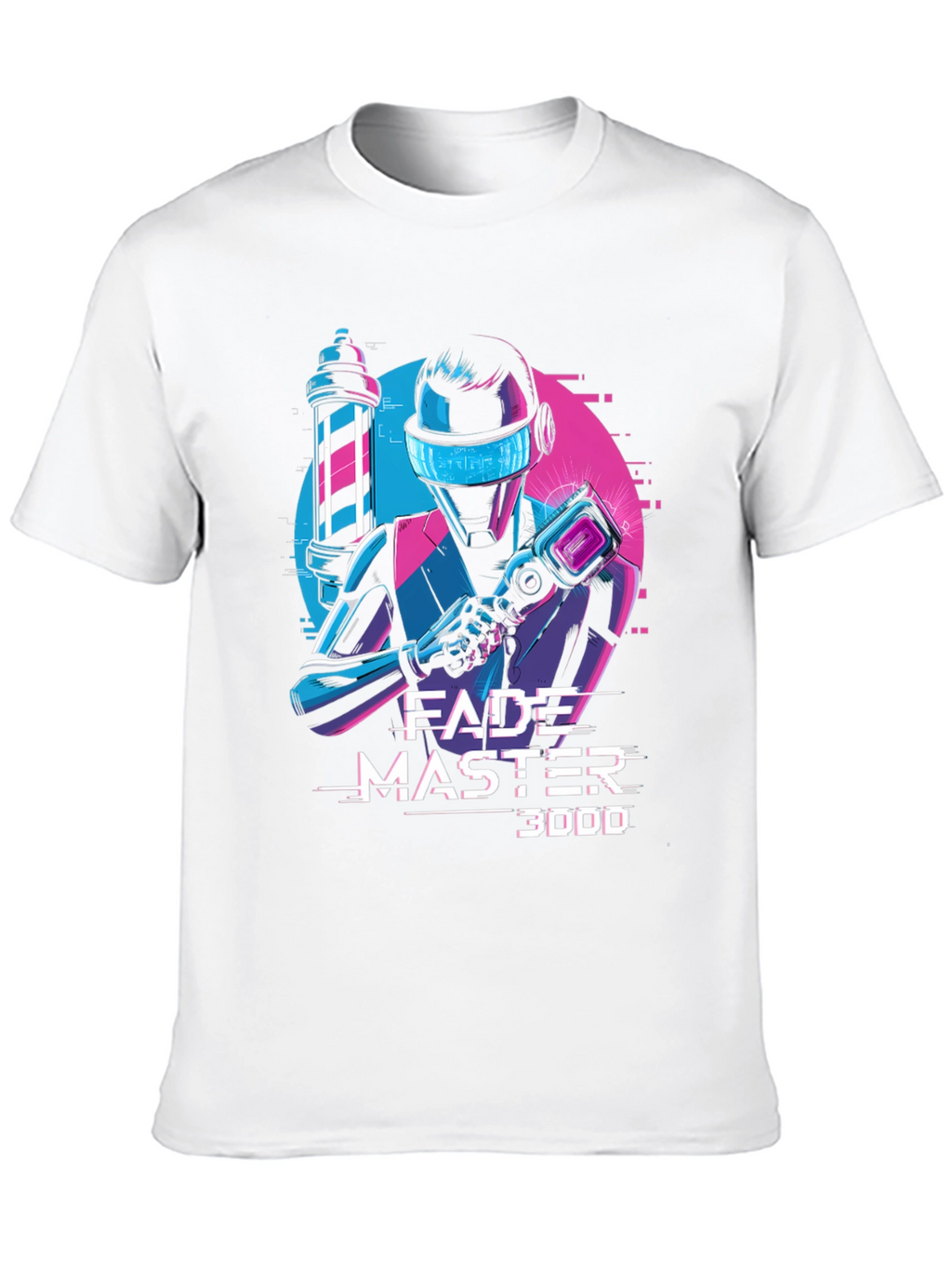 Fade Master 3000 T-Shirt - Barber Robot Graphic Tee
