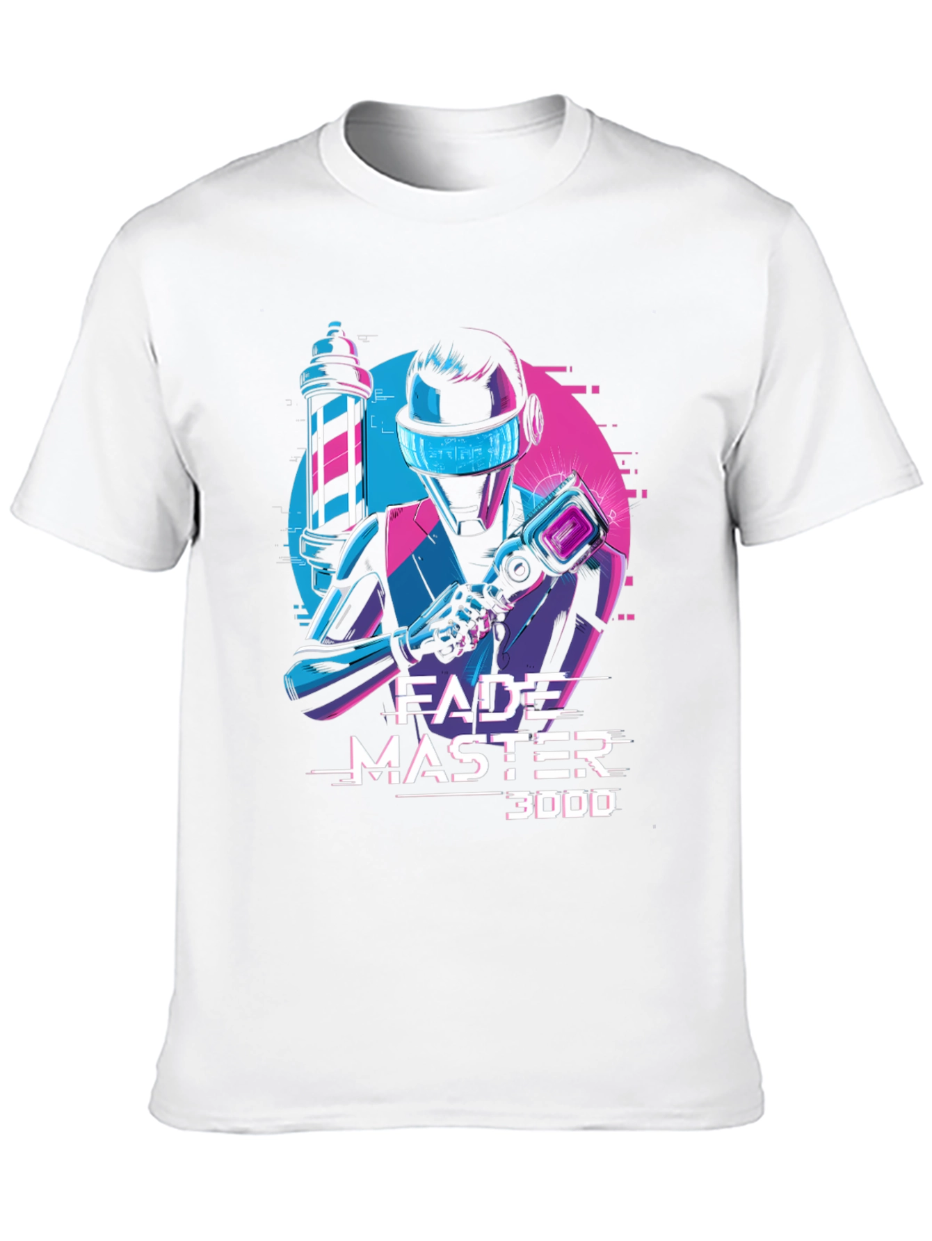 Fade Master 3000 T-Shirt - Barber Robot Graphic Tee