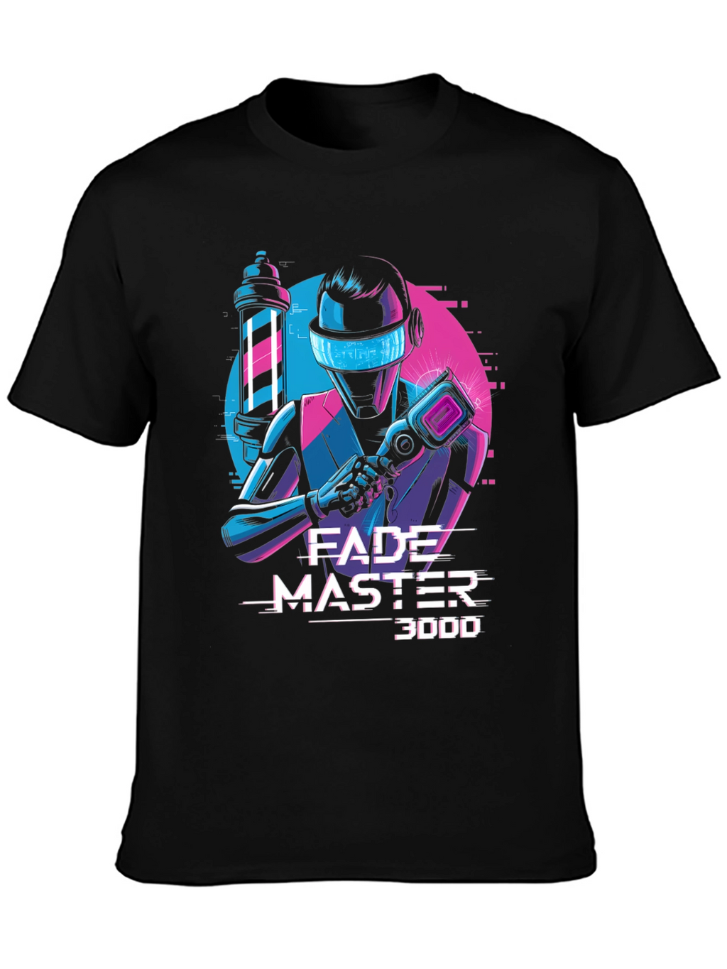 Fade Master 3000 T-Shirt - Barber Robot Graphic Tee