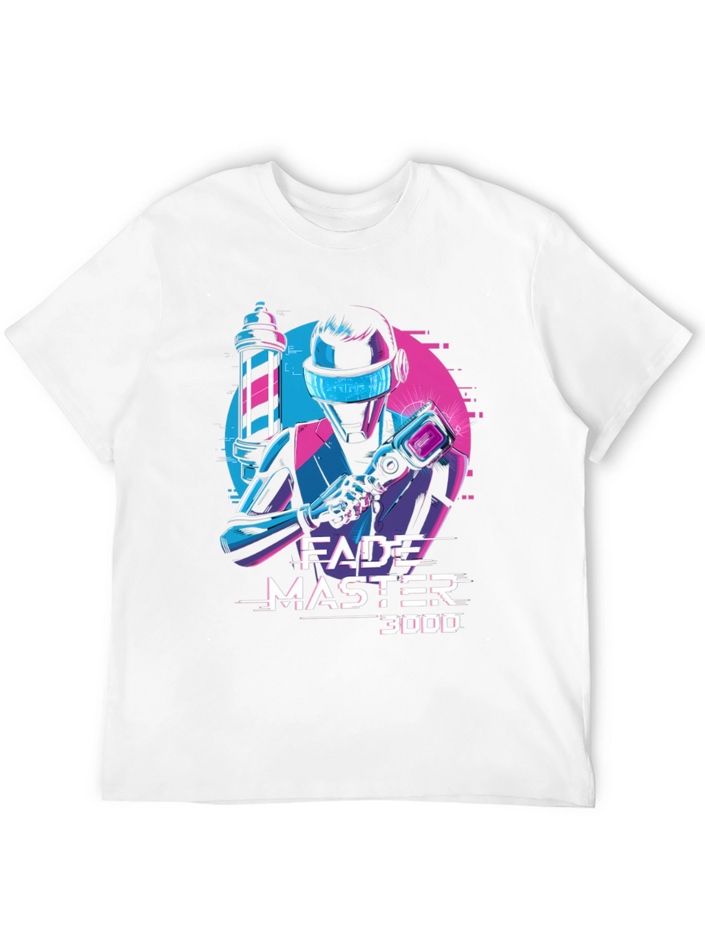 Fade Master 3000 T-Shirt - Barber Robot Graphic Tee