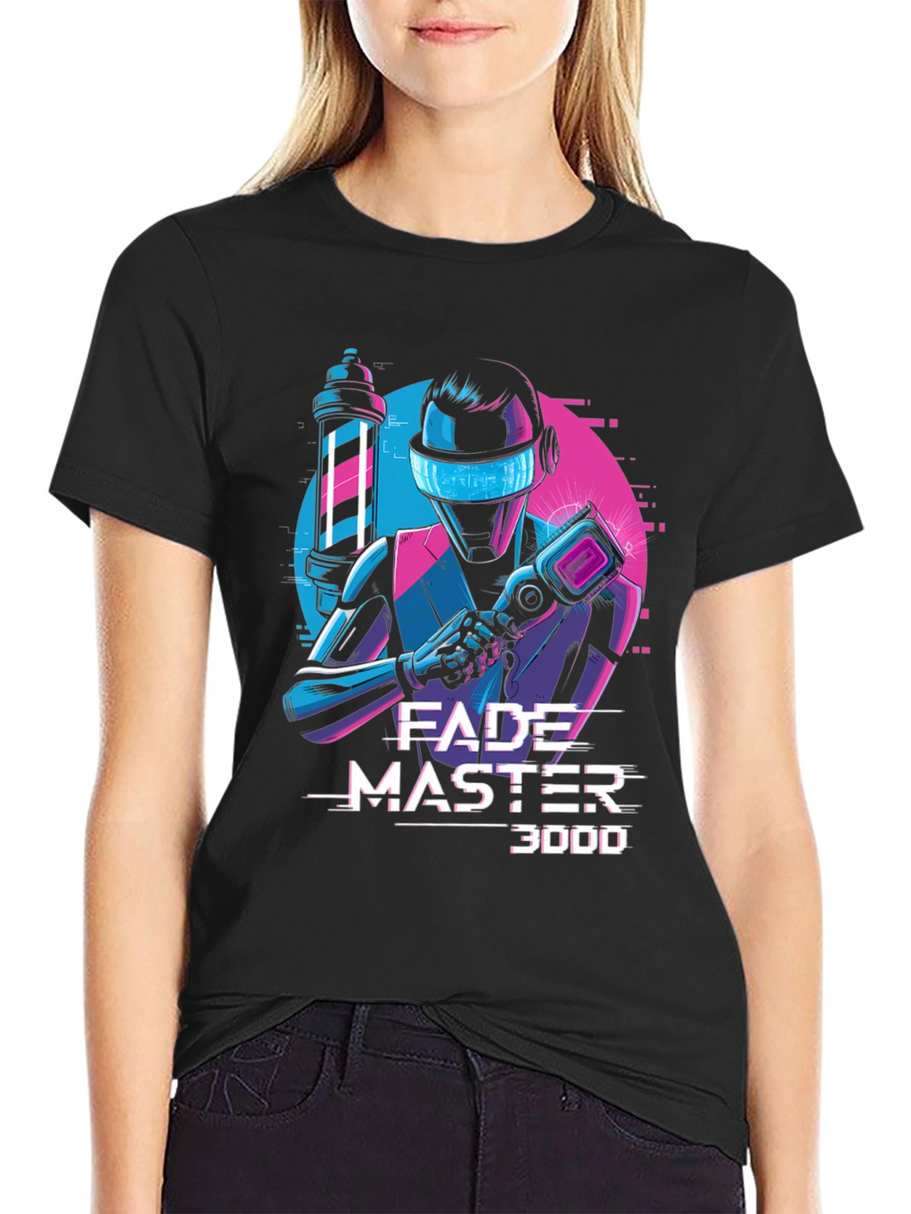 Fade Master 3000 T-Shirt - Barber Robot Graphic Tee